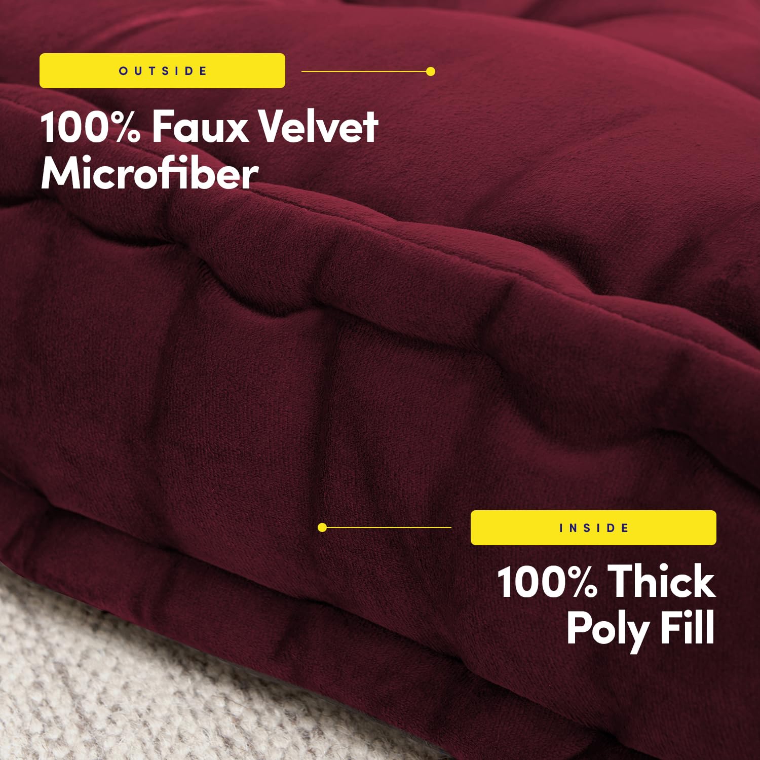 Amazon.com: Floor Pillow Large Square Tufted Decorative Cushion 20
